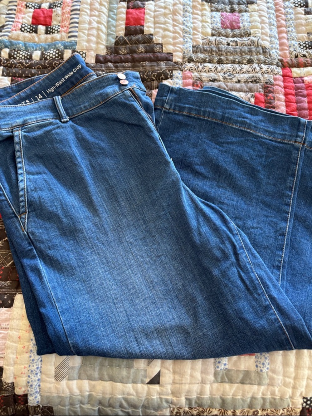 Talbots Blue High-Waist Wide Crop Jeans